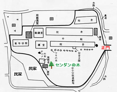 大正末年ごろの大野尋常高等小学校の地図