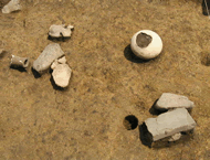 遺物が見つかった様子写真