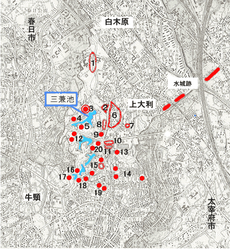 梅頭遺跡の地図
