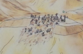 土塁を積んでいるイラスト