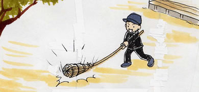 モグラ打ちの様子のイラスト