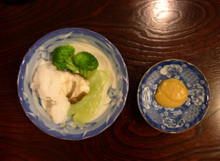 おばいけ・もだま・刺身コンニャクと酢味噌
