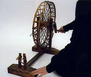 糸車を動かしている様子